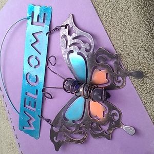 12 inch metal welcome butterfly sign